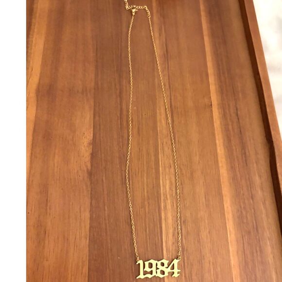 Gold-Tone "1984" Pendant Necklace – Year Number Necklace – Adjustable Chain - Picture 3 of 3